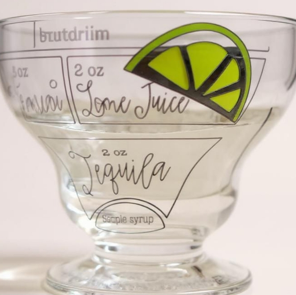 Mud Pie - 6 Clear Glass Cocktail Glasses with Lime Design - Picture 1 of 11